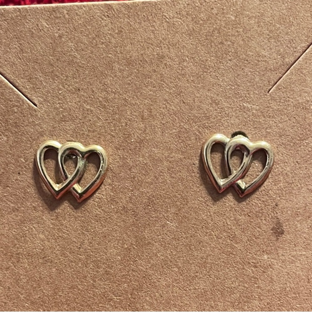 Interlocking Heart Gold Tone Earrings